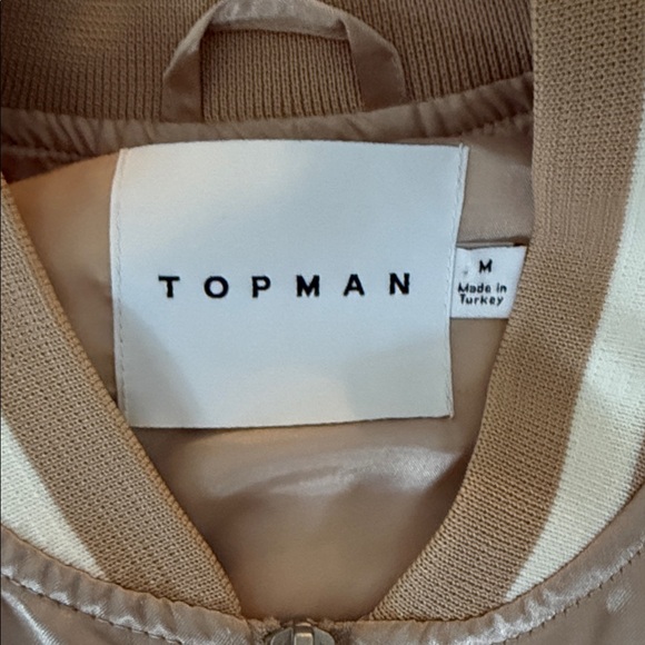 Topman Beige Satin Bomber Jacket - Picture 2 of 5